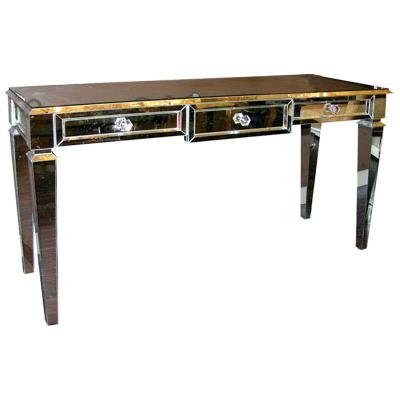 Neoclassical Modern 3 Drawer Beveled Mirrored Console Table