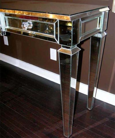 Neoclassical Modern 3 Drawer Beveled Mirrored Console Table