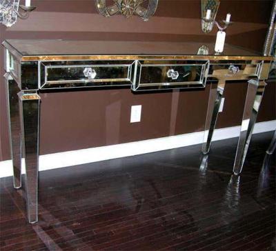Neoclassical Modern 3 Drawer Beveled Mirrored Console Table
