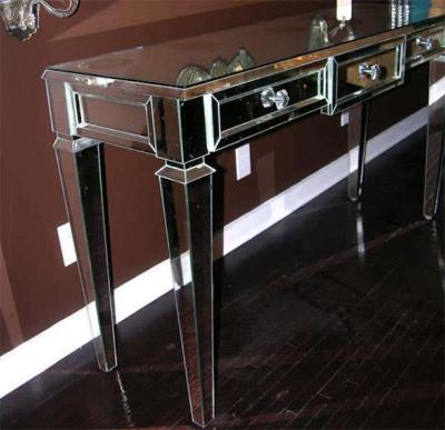 Neoclassical Modern 3 Drawer Beveled Mirrored Console Table