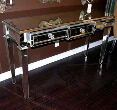 Neoclassical Modern 3 Drawer Beveled Mirrored Console Table