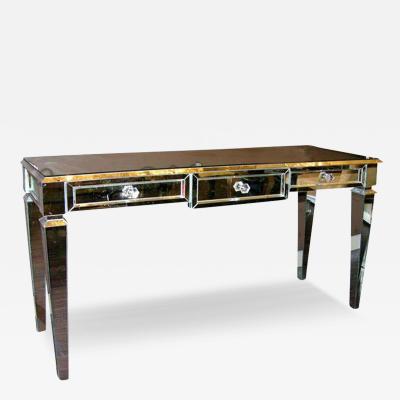 Neoclassical Modern 3 Drawer Beveled Mirrored Console Table