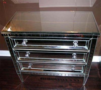 Neoclassical Modern 3 Drawer Beveled Mirrored Dresser