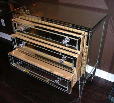 Neoclassical Modern 3 Drawer Beveled Mirrored Dresser