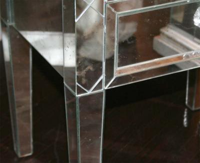 Neoclassical Modern 3 Drawer X Front Beveled Mirror Nightstand