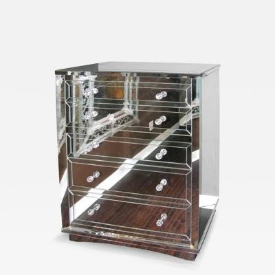 Neoclassical Modern 5 Drawer Mirrored Highboy