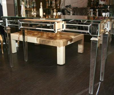 Neoclassical Modern Mirrored Console Table