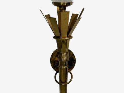 Neoclassical Monumental Torchiere Wall Sconces Brass Glass 20th c 