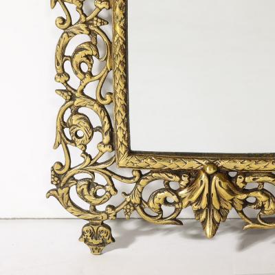 Neoclassical Ornate Brass Framed Mirror W Bacchus Motif