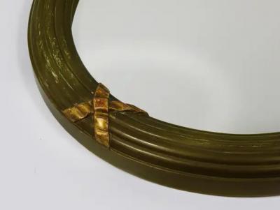 Neoclassical Oval Gilt Wood Gustavian Style Faceted Wall Mirror Italy 1900s