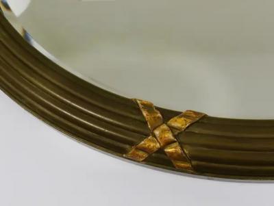 Neoclassical Oval Gilt Wood Gustavian Style Faceted Wall Mirror Italy 1900s