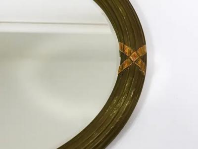 Neoclassical Oval Gilt Wood Gustavian Style Faceted Wall Mirror Italy 1900s