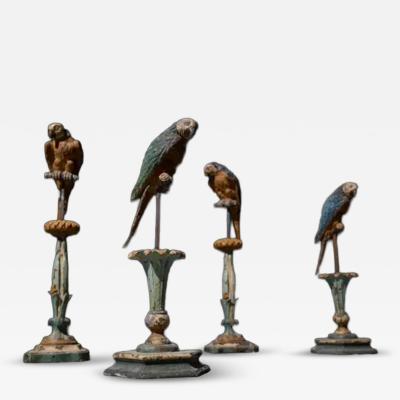 Neoclassical Parrot Sculptures on Pedestals Italy 19th Century