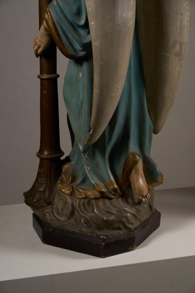 Neoclassical Polychrome Wood and Gilt Metal Angel Floor Lamps 19th Century