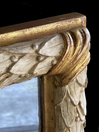 Neoclassical Revival Ivory Painted and Parcel gilt Carved Rectangular Mirror