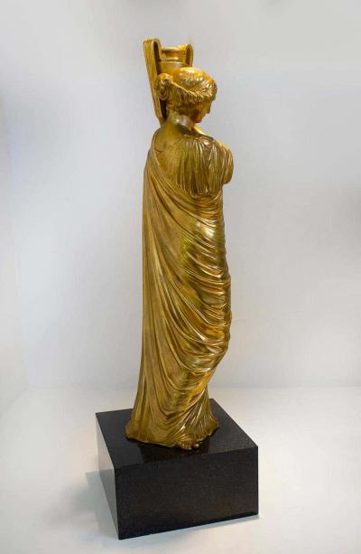 Neoclassical Romanesque Bronze Female Form Sculptures with Marble Bases