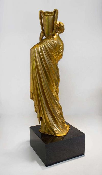 Neoclassical Romanesque Bronze Female Form Sculptures with Marble Bases