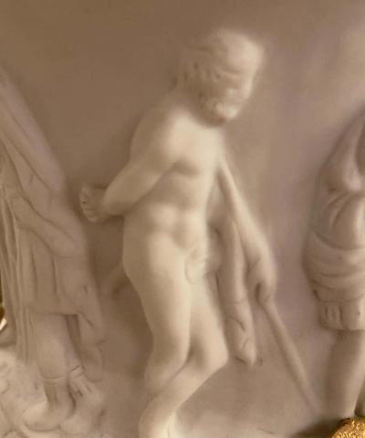 Neoclassical Sevres Parian and Dor Bronze Mounted Urns or Vases 1920s a Pair
