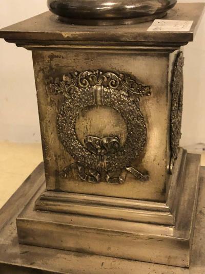 Neoclassical Silver over Bronze Antique Corinthian Column Form Standing Lamp