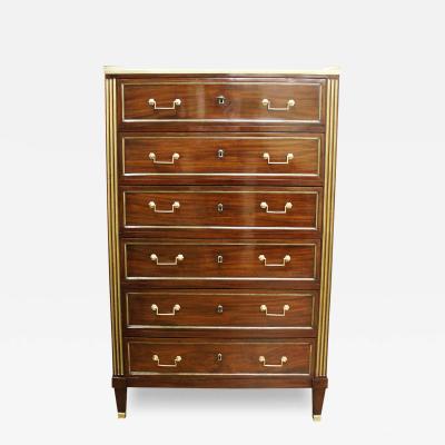 Neoclassical Six Drawer Mahogany and Parcel Gilt Linen or Lingerie Cabinet
