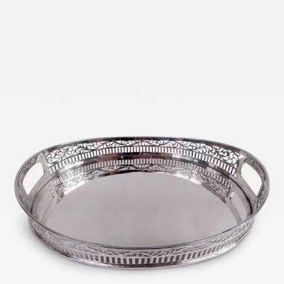 Neoclassical Sterling Silver Oval Gallery Tray