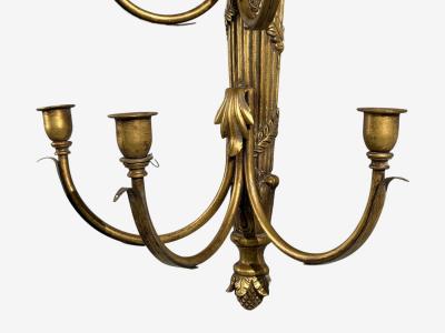 Neoclassical Style Candelabra Wall Sconces Giltwood USA 1940s
