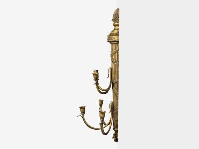 Neoclassical Style Candelabra Wall Sconces Giltwood USA 1940s