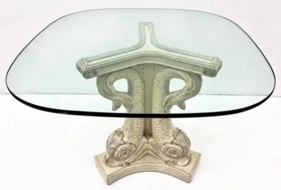 Neoclassical Style Carved Dolphins Venetian Gueridon Table with Glass Top