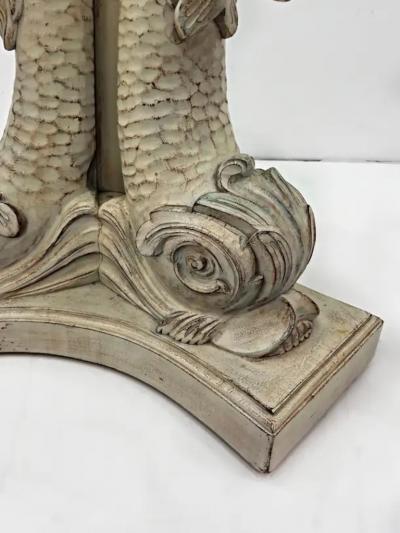 Neoclassical Style Carved Dolphins Venetian Gueridon Table with Glass Top