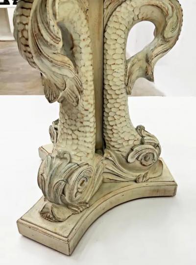 Neoclassical Style Carved Dolphins Venetian Gueridon Table with Glass Top