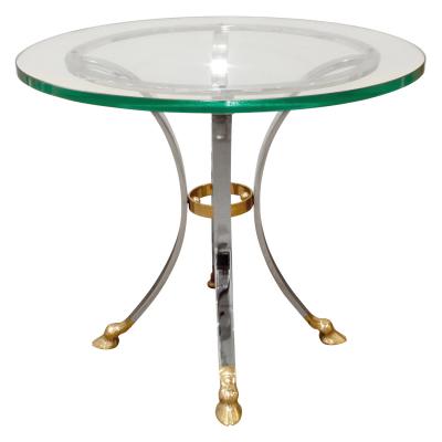 Neoclassical Style End Table in Brass and Steel 1960s