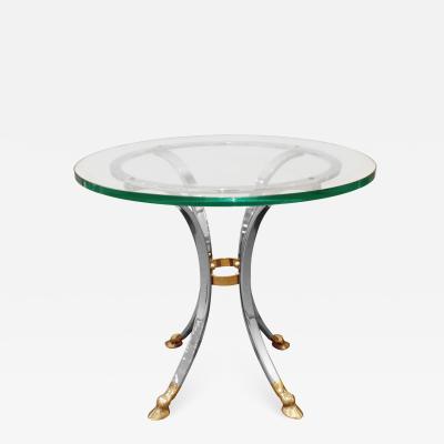 Neoclassical Style End Table in Brass and Steel 1960s