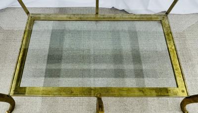 Neoclassical Style Large Gilt Metal Frame Coffee Table Glass Top French