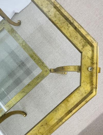 Neoclassical Style Large Gilt Metal Frame Coffee Table Glass Top French