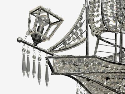 Neoclassical Style Large Sail Boat Chandelier Iron Crystal 2000s