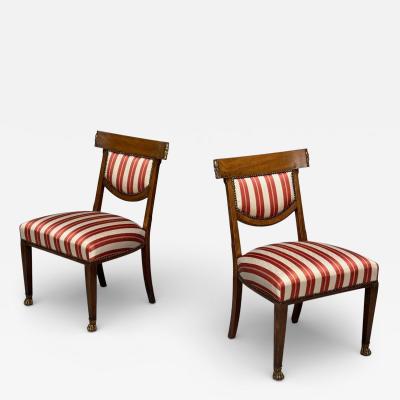 Neoclassical Style Occasional Chairs Carved Wood Silk England 19th c 