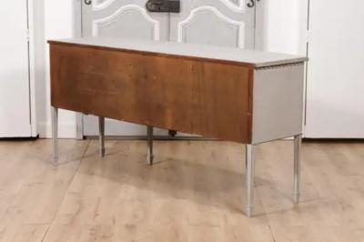 Neoclassical Style Painted Bow Front Sideboard with Two Doors and Five Drawers