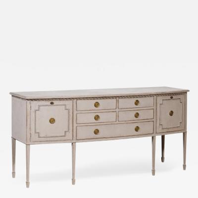 Neoclassical Style Painted Bow Front Sideboard with Two Doors and Five Drawers