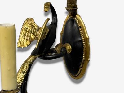 Neoclassical Style Swan Sconces Gilt Metal Crystal France 1930s