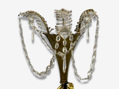 Neoclassical Style Swan Sconces Gilt Metal Crystal France 1930s
