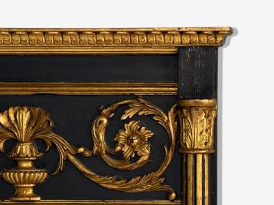 Neoclassical Style Trumeau Mirror Black Painted Wood Giltwood Italy 20th C 