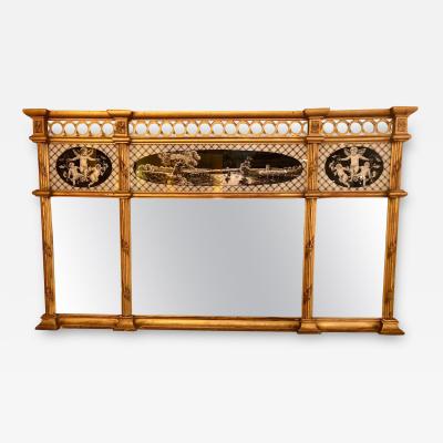 Neoclassical Style Verre glomis Overmantel or Console Mirror