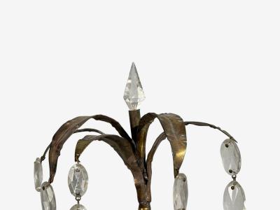 Neoclassical Style Wall Sconces Bronze Crystal France 1950s
