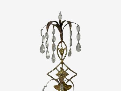 Neoclassical Style Wall Sconces Bronze Crystal France 1950s