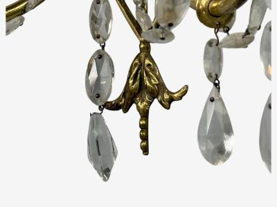 Neoclassical Style Wall Sconces Bronze Crystal France 1950s
