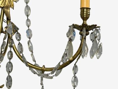 Neoclassical Style Wall Sconces Bronze Crystal France 1950s
