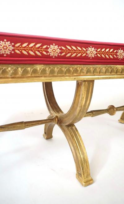 Neoclassical Swedish Gustavian Giltwood Curule Leg Long Bench circa 1805