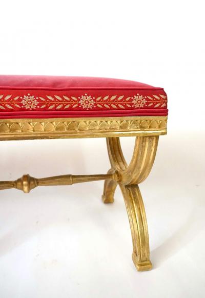 Neoclassical Swedish Gustavian Giltwood Curule Leg Long Bench circa 1805