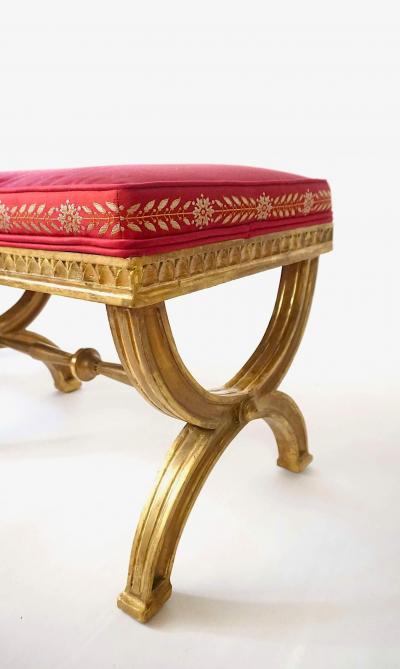 Neoclassical Swedish Gustavian Giltwood Curule Leg Long Bench circa 1805