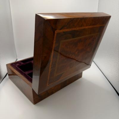 Neoclassical Vanity Box Walnut with Inlays Velvet South Germany circa 1900